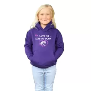 Image of British Country Collection Childrens/Kids Love Me Love My Pony Hoodie (3-4 Years) (Purple)
