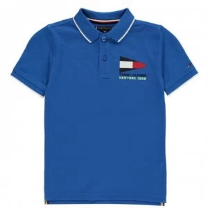 Image of Tommy Hilfiger Tommy Flag Badge Polo Shirt - Blue C5D