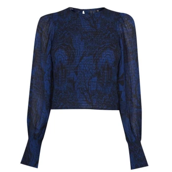 Image of Scotch and Soda Fitted Top With Smock Detail - Navy 0218