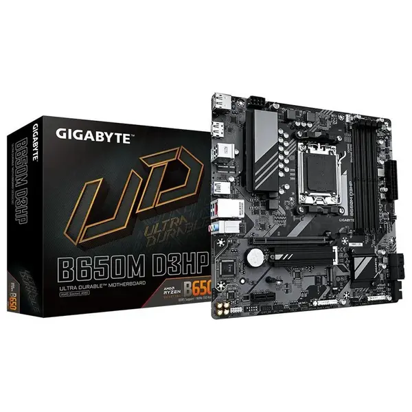 Image of Gigabyte Gigabyte B650M D3HP DDR5 Motherboard, AMD Socket AM5, Micro ATX, 1x PCIe 4.0 x16, 1x PCIe 3.0 x1, 2x M.2 2280 PCIe 4.0, Realtek 2.5GbE LAN, H