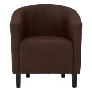 Image of Club Accent Chair in Soft Faux Leather with Blackwood Legs