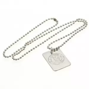 Image of Chelsea FC Silver Plated Dog Tag And Chain (One Size) (Silver)