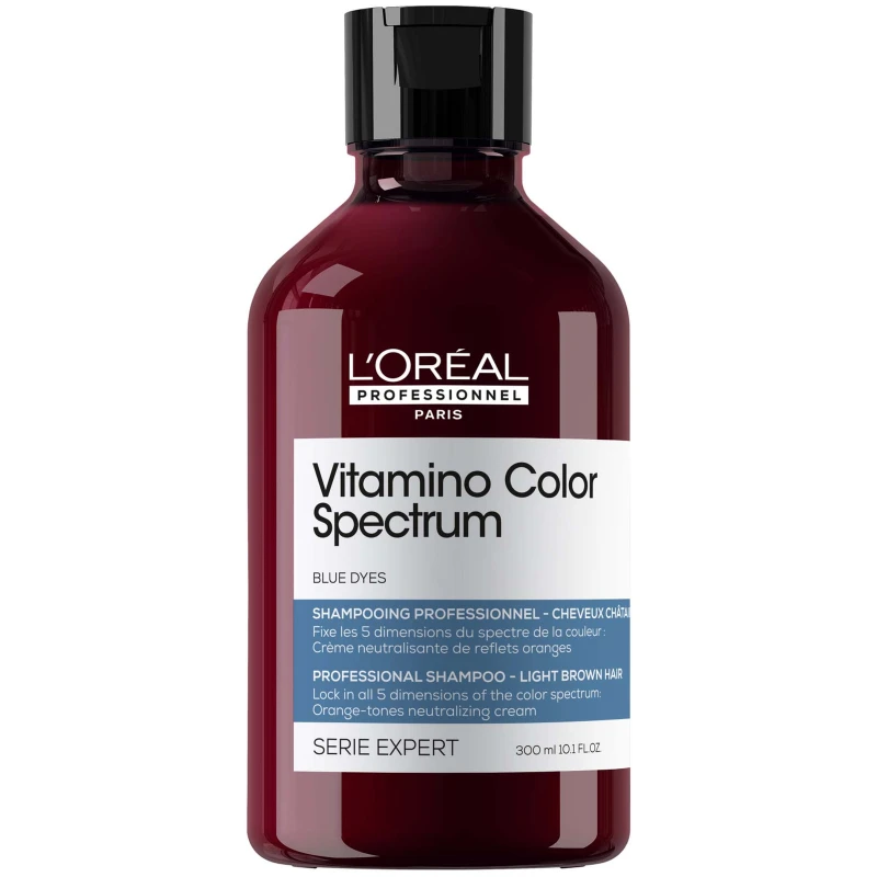 Image of LOreal Professionnel Vitamino Color Spectrum Blue Tinted Shampoo For Light Brown Coloured Hair 300ml