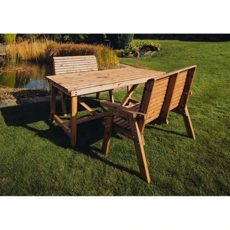 Image of Churnet Valley Garden Furniture Ltd Valley Set 2X2B Table - L99 x W113 x H95cm - Min. Assembly Required in Brown Brown Unisex
