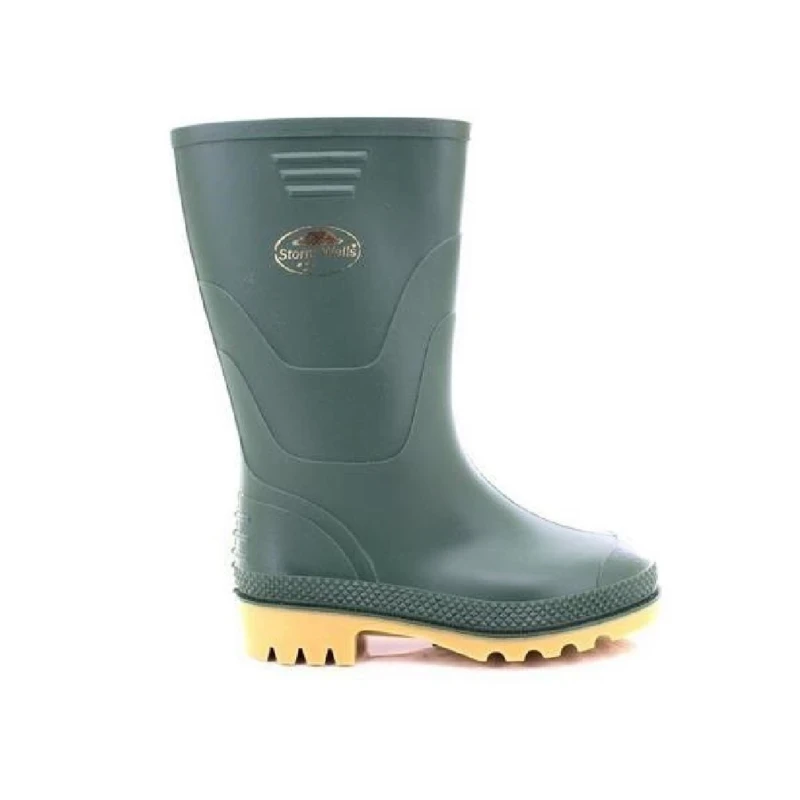 Image of StormWells Black Wellingtons in Green Size: 4 Green Unisex 4