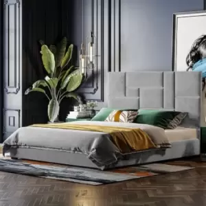 Image of Conmo Upholstered Beds - Plush Velvet, Single Size Frame, Silver - Silver