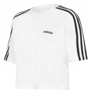 Image of adidas 3S Crop T Shirt Womens - White/Black