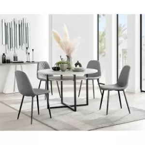 Image of Furniture Box Adley Grey Concrete Effect Storage Dining Table and 4 Grey Corona Black Leg Chairs