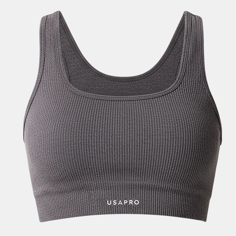 Image of USA Pro Pro Seamless Ribbed Bra Womens - Brown Brown 8