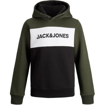Image of Jack and Jones Logo Blocking Sweat Hoodie Junior - Green