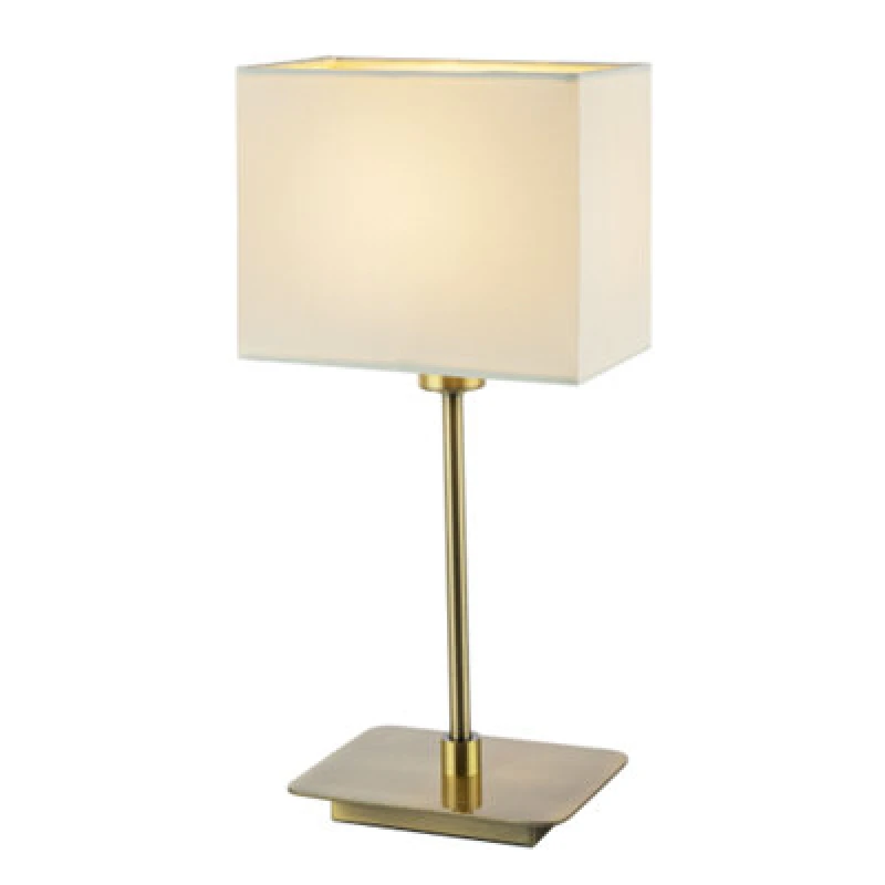 Image of Happy Homewares Contemporary Antique Brass Bedside Table Lamp With White Cotton Fabric Shade