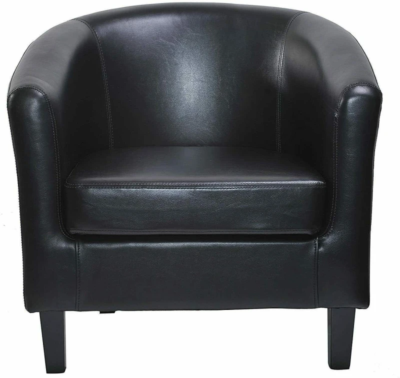 Image of MANOCHOICE Faux Leather Tub Chair Armchair club Chair Dining Living Room & Cafe Black TC1004