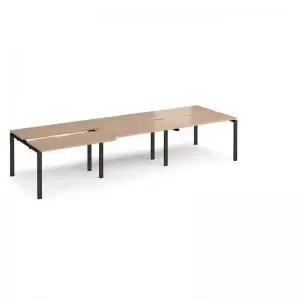 Image of Adapt sliding top triple back to back desks 3600mm x 1200mm - black