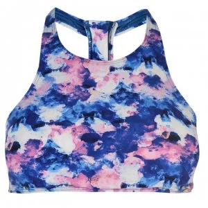 Image of Gul High Neck Crop Bikini Top Ladies - Pink AOP