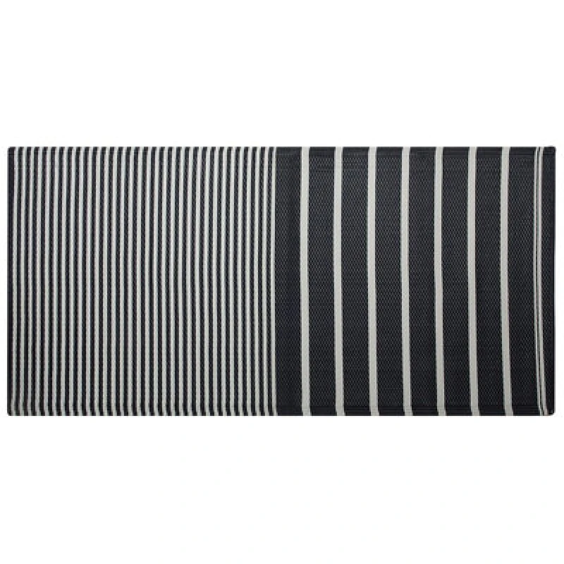 Image of Beliani Outdoor Rug Haldia Black 90 X 180 Cm