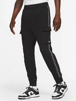 Image of Nike Repeat Fleece Cargo Sweat Pants - Black/White, Size S, Men
