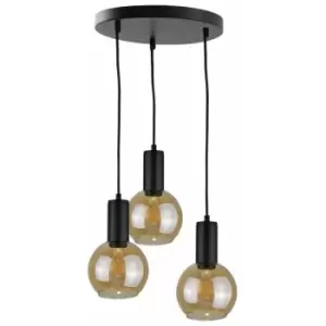Image of Keter Jantar Cluster Pendant Ceiling Light Black, 30cm, 3x E27