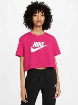 Image of Nike NSW Essential Crop T-Shirt - Pink, Size L, Women