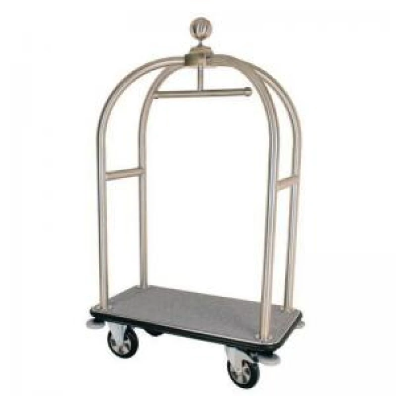 Image of Stainless steel crown style luggage trolley with buffer wheels