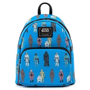Image of Loungefly Star Wars Action Figures Aop Mini Backpack