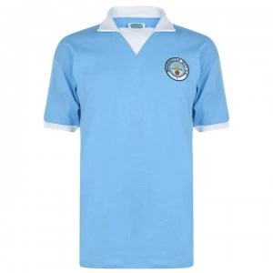 Image of Score Draw Manchester City 1976 Retro Football Jersey Mens - Sky