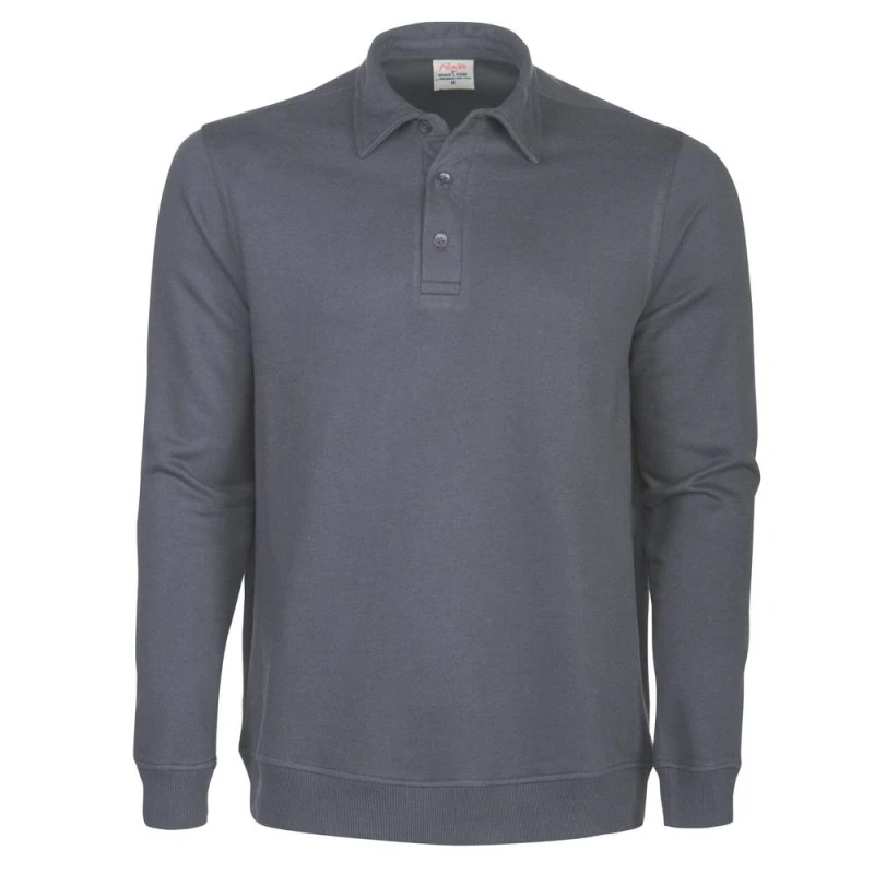 Image of Printer Mens Homerun Long-Sleeved Polo Shirt in Dark Grey Size: Small Dark Grey Male S