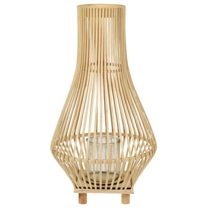 Image of Beliani Lantern Leyte Willow Wood 58cm Light Brown