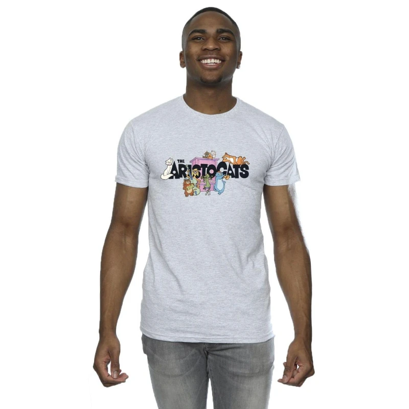 Image of Disney Men The Aristocats Music Logo T-Shirt in Grey Size: Small Grey S Male 5063153473614