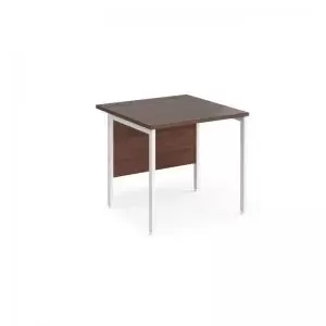 Image of Maestro 25 straight desk 800mm x 800mm - white H-frame leg, walnut top