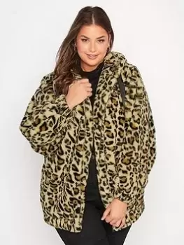 Image of Yours Faux Fur Jacket Animal, Black, Size 18, Women