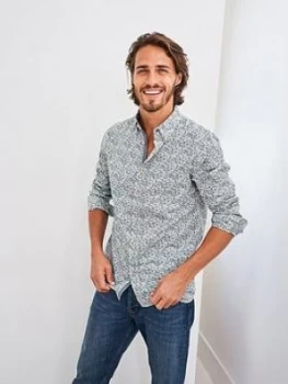 Image of White Stuff Border Print Overdye Shirt - Light Blue