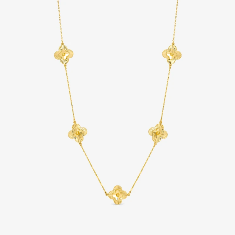 Image of Inicio 14K Gold Plated Clover Necklace - Gift Pouch Pendant Necklaces One Size Gold 40846210000