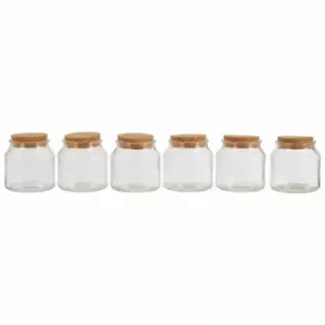 Image of Gozo Storage Jars, Clear Glass/ Cork Lid, Square/ Set of 6