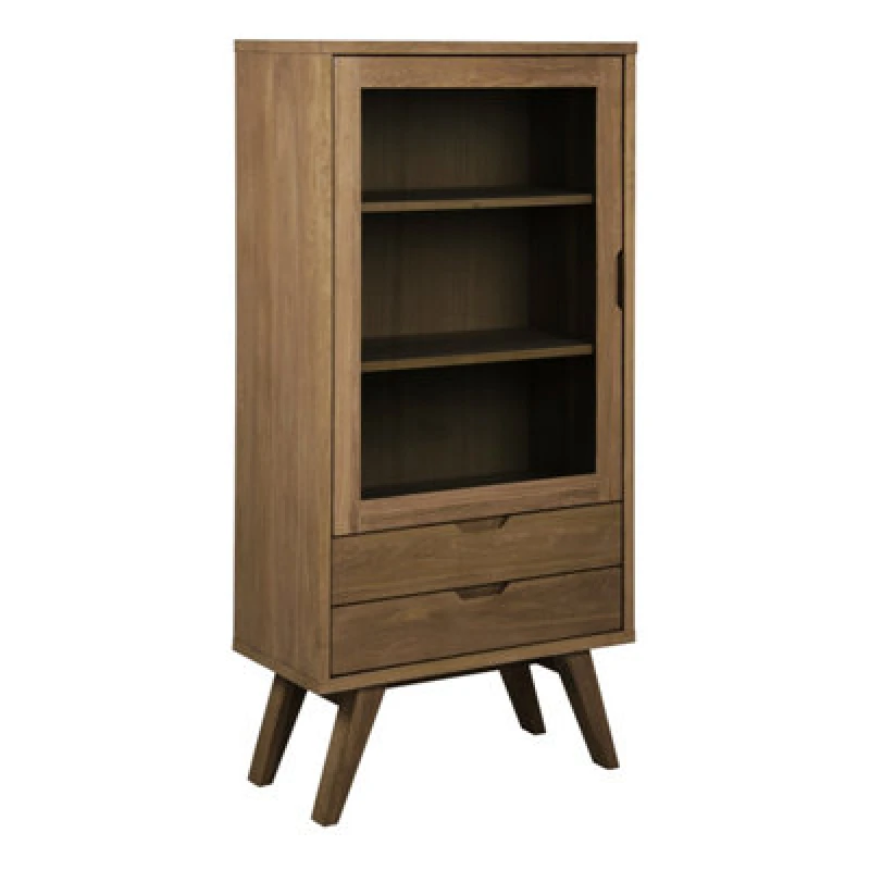 Image of Furniture To Go A-Line Display Cabinet With 2 Drawers And 2 Shelves In Smoked Oak