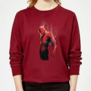 Image of Marvel Spider-man Web Wrap Womens Sweatshirt - Burgundy - M