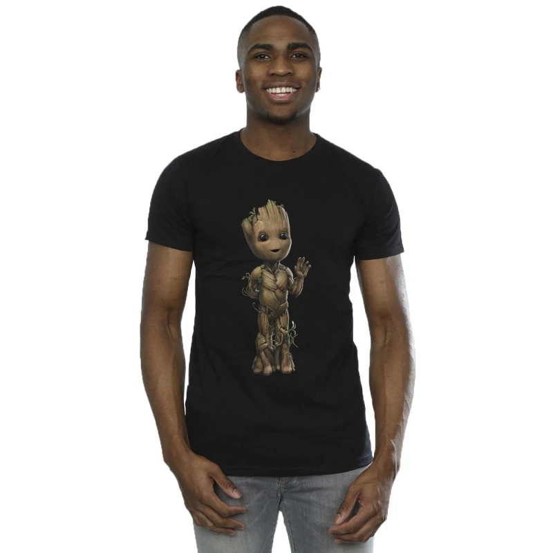 Image of Marvel Marvel Men I Am Groot Wave Pose T-Shirt in Black Size: Small Black S Male 5059934840324