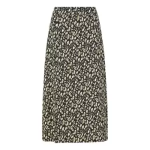 Image of Yumi Black Leopard Print Midi Skirt - Black