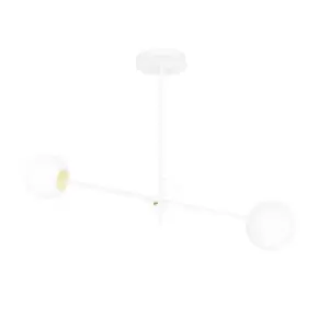 Image of Diarf White/Gold Globe Ceiling Light with White Glass Shades, 2x E14