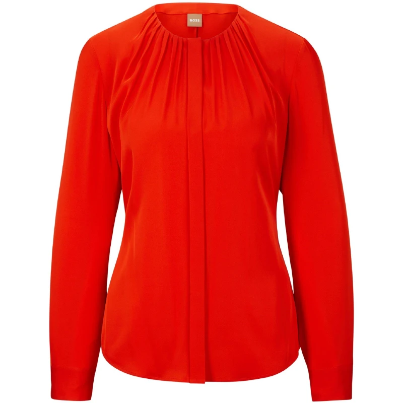Image of Boss Womens Banorah Long Sleeve Long Blouse Bright Orange female 4 (XXS)