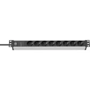 Image of Brennenstuhl 1390007308 Surge protection power strip 8x Black, Silver PG connector
