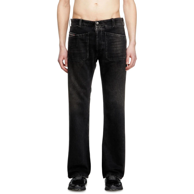 Image of Diesel Mens Tapered Jeans 02 Washed Black male 32W R