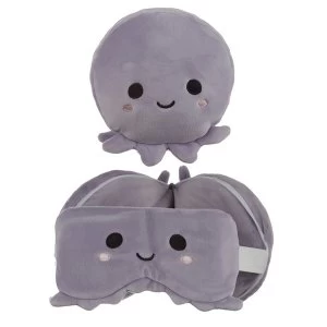 Image of Relaxeazzz Plush Cutiemals Octopus Round Travel Pillow & Eye Mask