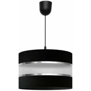 Image of Helam Lighting - Helam Helen Cylindrical Pendant Ceiling Light Black, Silver 35cm
