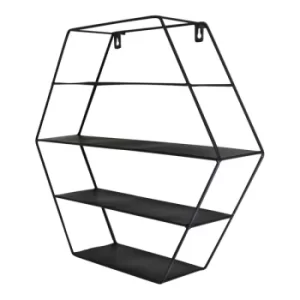 Image of Black Metal Hexagonal Shelving Unit 4 Shelves