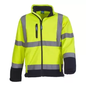 Image of Yoko Mens Hi-Vis Sofshell Jacket (Pack of 2) (M) (Hi-Vis Yellow/Navy)