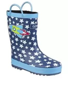 Image of Cotswold Boys Rocket Wellington Boots, Blue, Size 2.5 Older