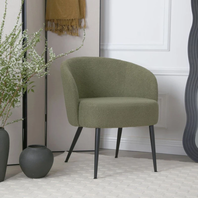 Image of Home Garden Direct Comodo Armchair in Teddy Fleece Fabric Single Chair Boucle in Green Green Unisex