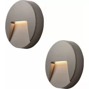 Image of Loops - 2 pack Round Outdoor IP65 Pathway Guide Light - Indirect cct LED - Grey abs