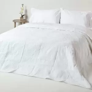 Image of White Cotton Rich Floral Metelasse Pattern Bedspread, Double - White - Homescapes