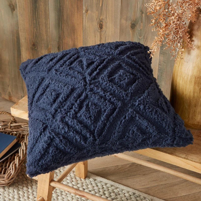 Image of Fusion Romo Fleece & Sherpa Cushion, Navy